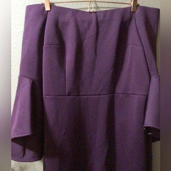 NEWT ELOQUII PLUM SCUBA DRESS SIZE 16 FLARE BELL SLEEVES ( plus size ) - Picture 6 of 15